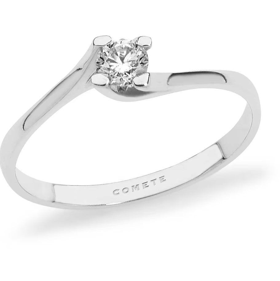 Anello solitario in oro bianco e diamante Comete gioielli ANB 2323
