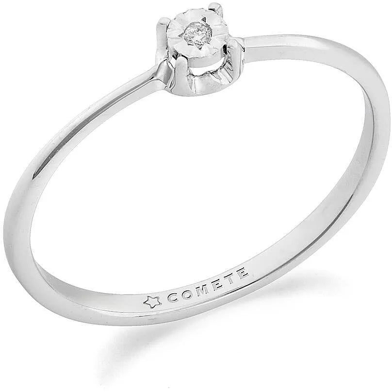 Anello solitario in oro bianco e diamante Comete KANB 1901