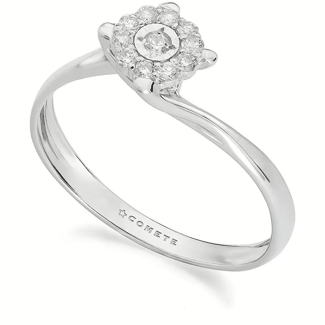 Anello solitario in oro bianco e diamante Comete KANB 1905