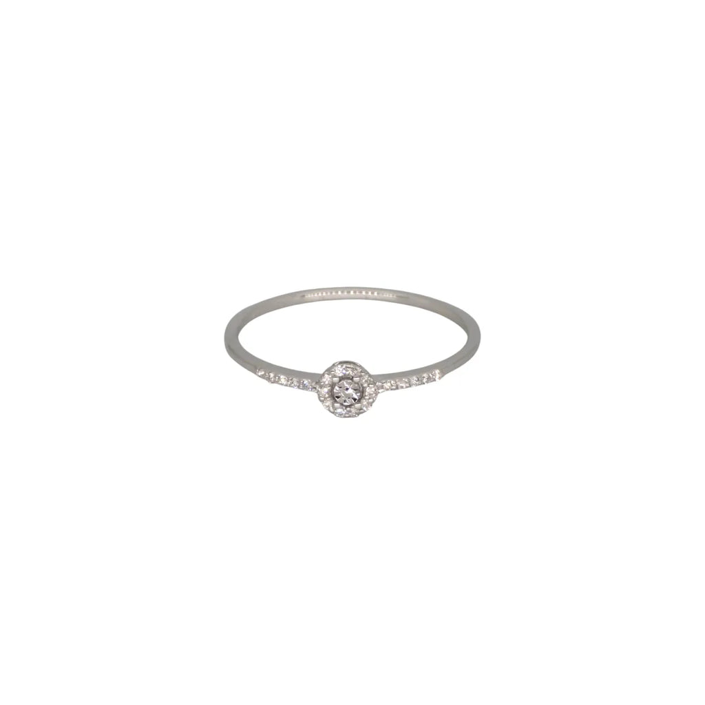 Anello solitario oro bianco 18kt con diamanti