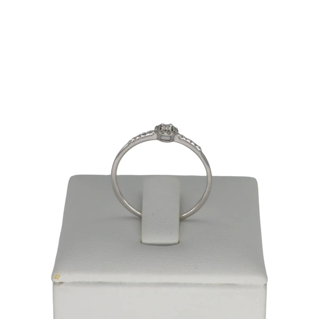 Anello solitario oro bianco 18kt con diamanti