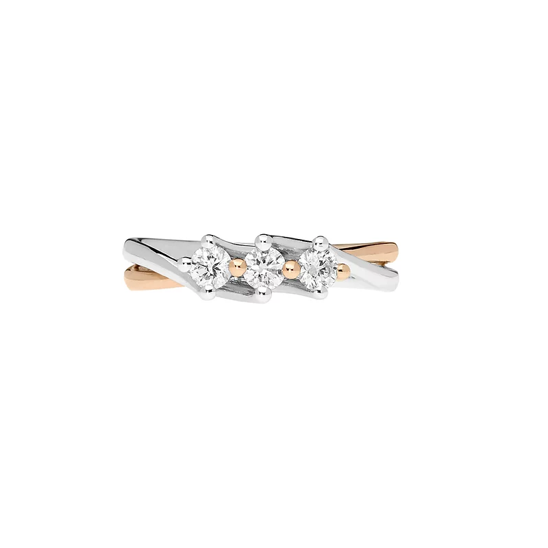 Anello trilogy donna in oro bianco e rosa con diamanti gioielli Comete Double anb 2578