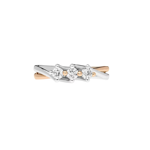 Anello trilogy donna in oro bianco e rosa con diamanti gioielli Comete Double anb 2578