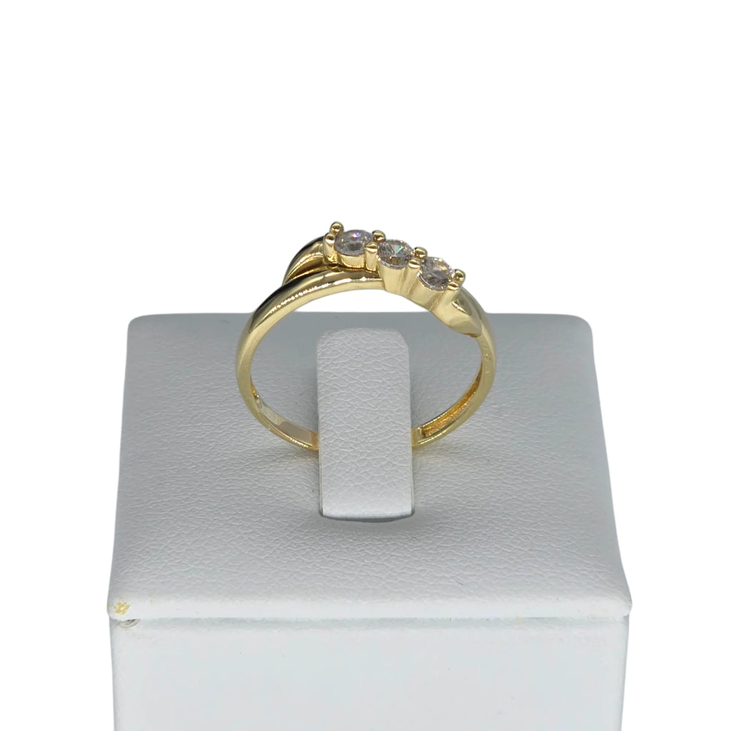 Damen-Trilogie-Ring aus 18 Karat Gelbgold mit Zirkonia