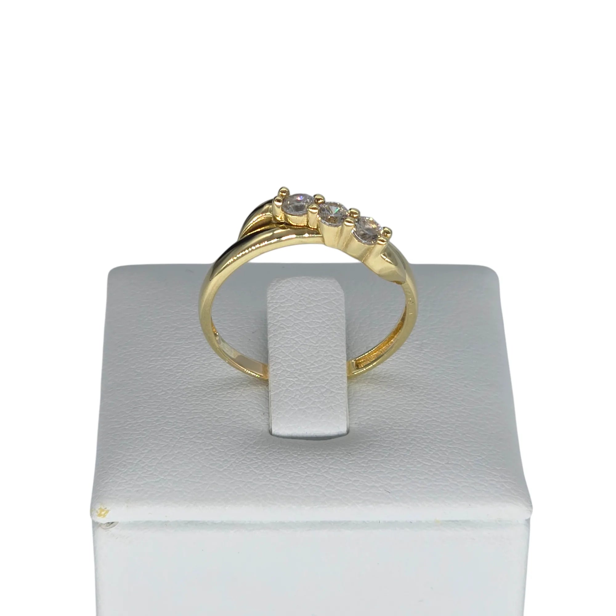 Damen-Trilogie-Ring aus 18 Karat Gelbgold mit Zirkonia