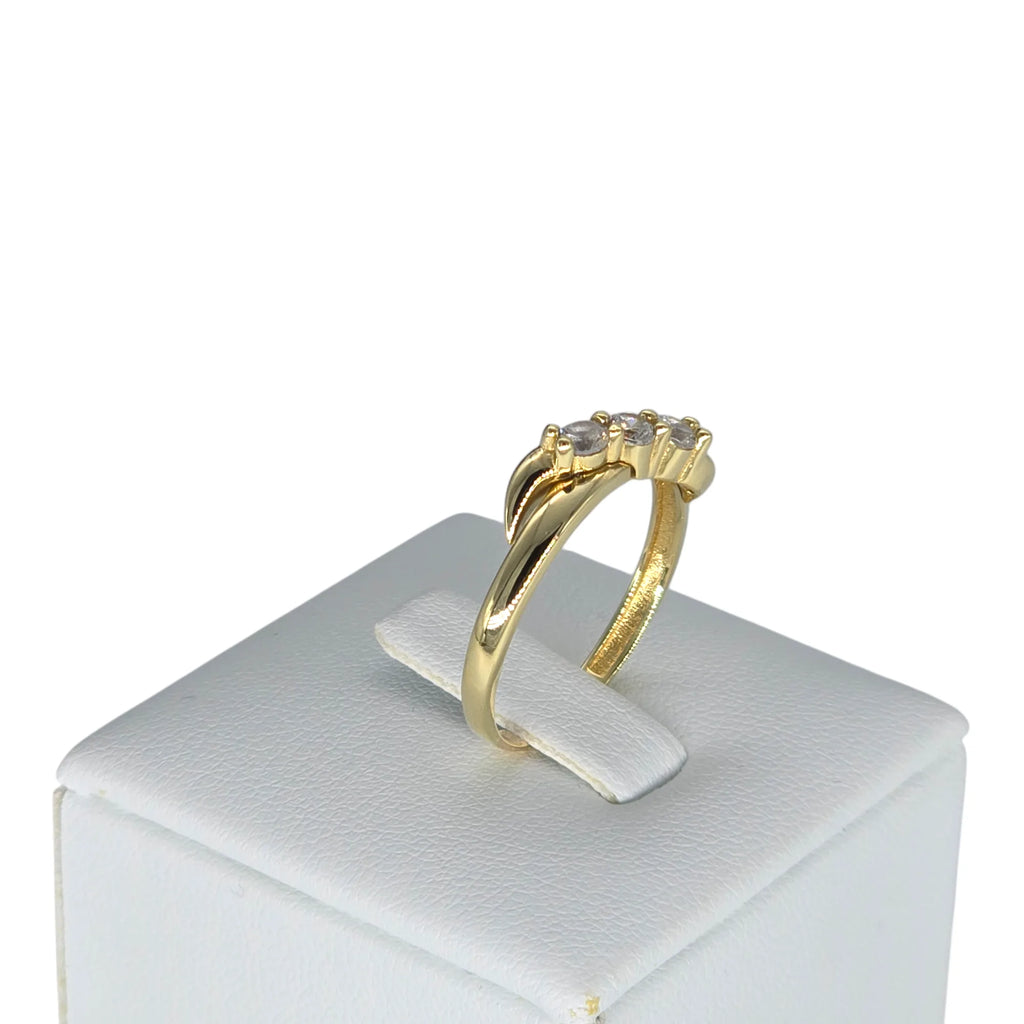 Damen-Trilogie-Ring aus 18 Karat Gelbgold mit Zirkonia