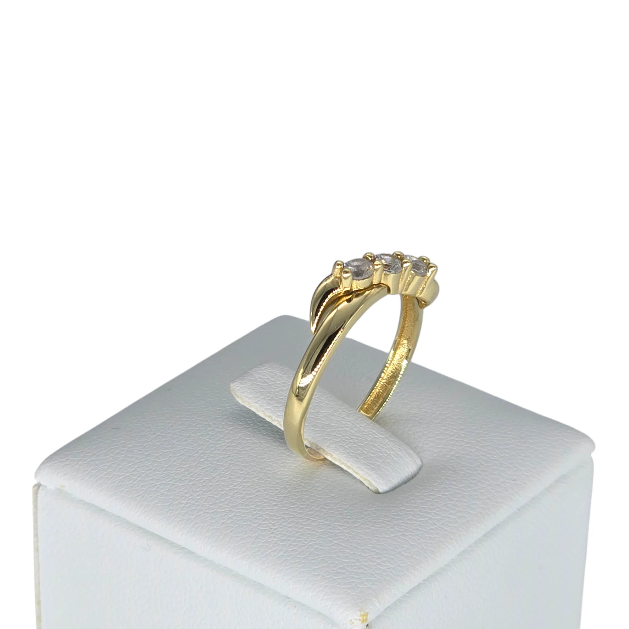 Damen-Trilogie-Ring aus 18 Karat Gelbgold mit Zirkonia