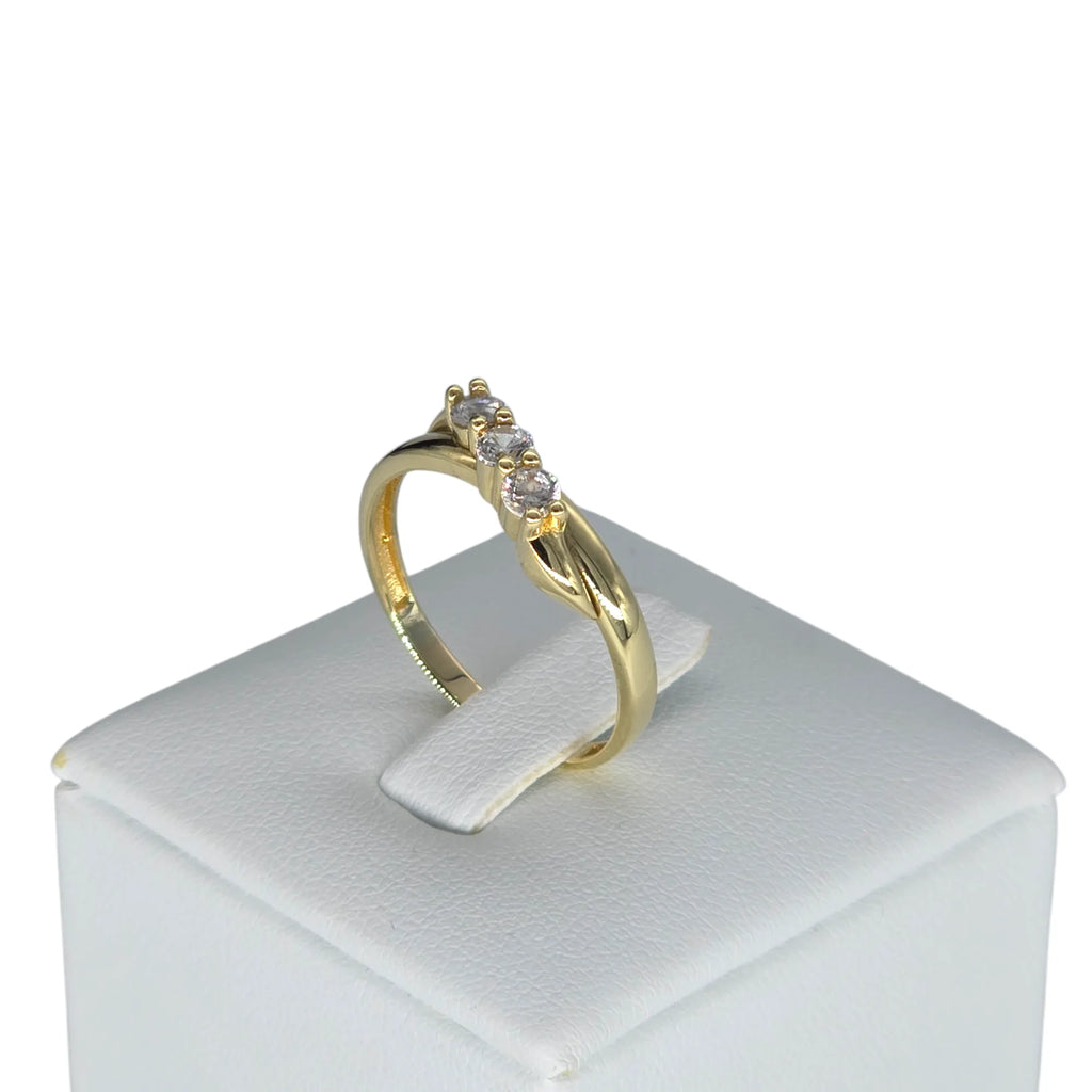 Damen-Trilogie-Ring aus 18 Karat Gelbgold mit Zirkonia