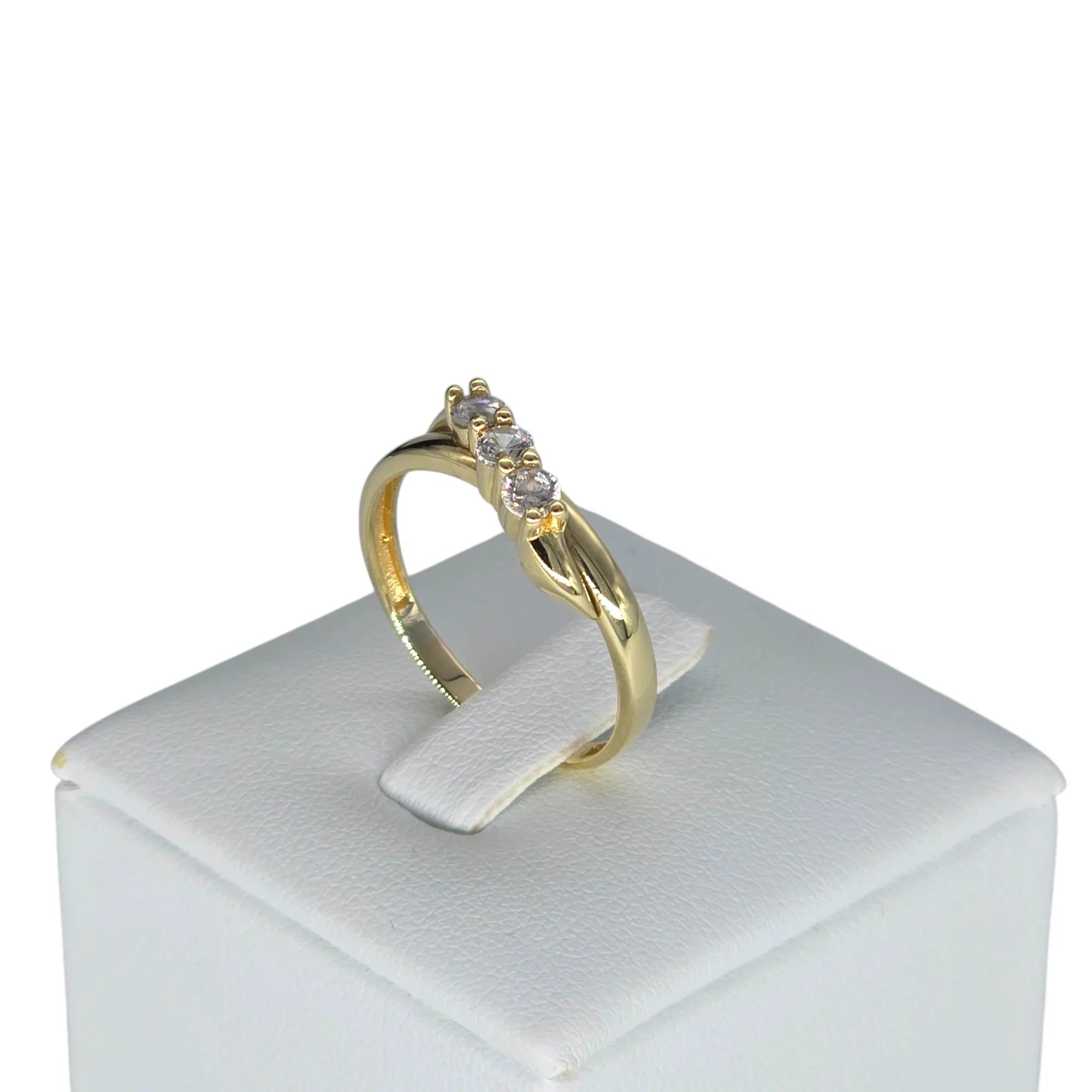 Damen-Trilogie-Ring aus 18 Karat Gelbgold mit Zirkonia