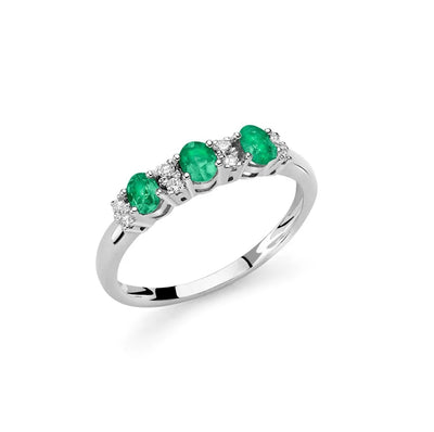 Anello trilogy in oro con diamanti e smeraldi donna LID3423Y