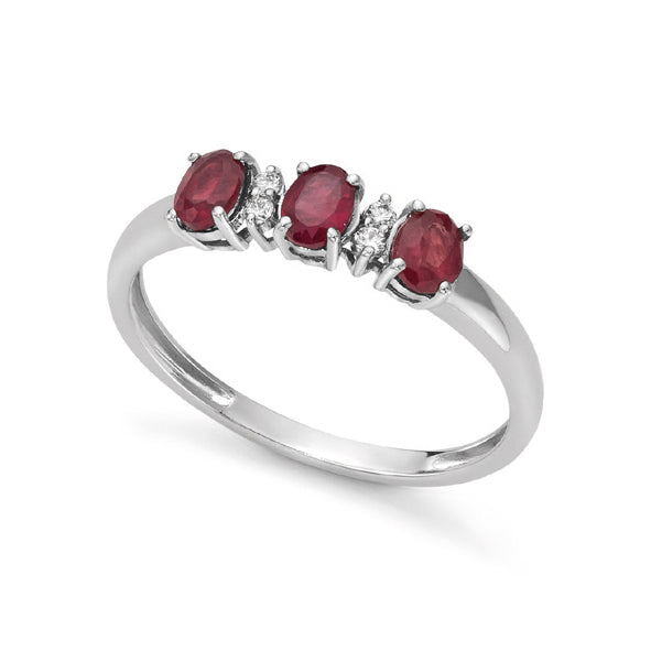 Anello trilogy in oro e diamanti con rubini DonnaOro DHAR9619.004