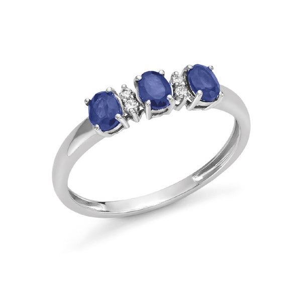 Trilogy-Ring aus Gold und Diamanten mit blauen Saphiren Kollektion Luce 150 Linie Iride – DonnaOro dhaz9619.004