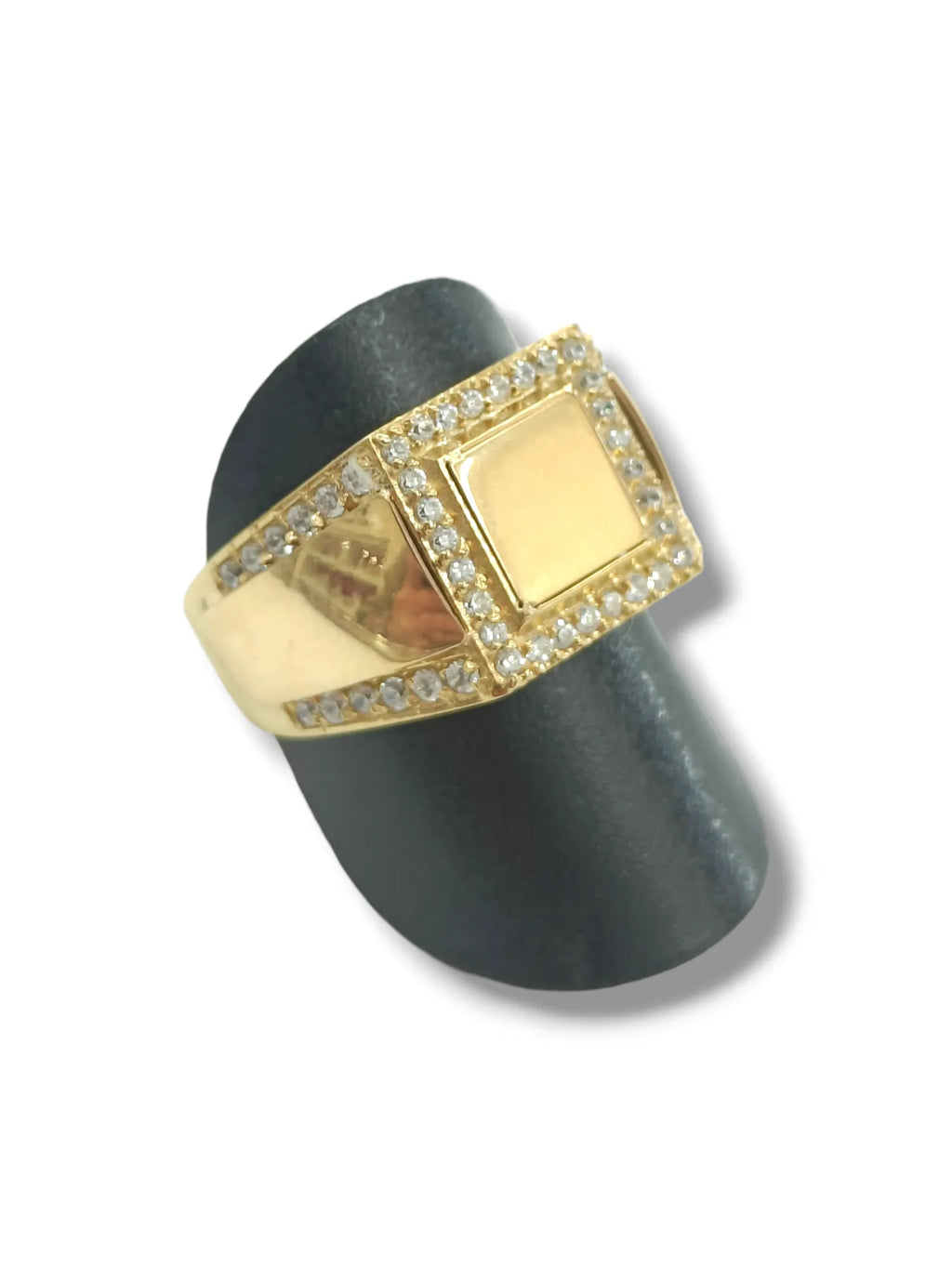 Anello unisex in oro giallo 9kt con zirconi bianchi Igold