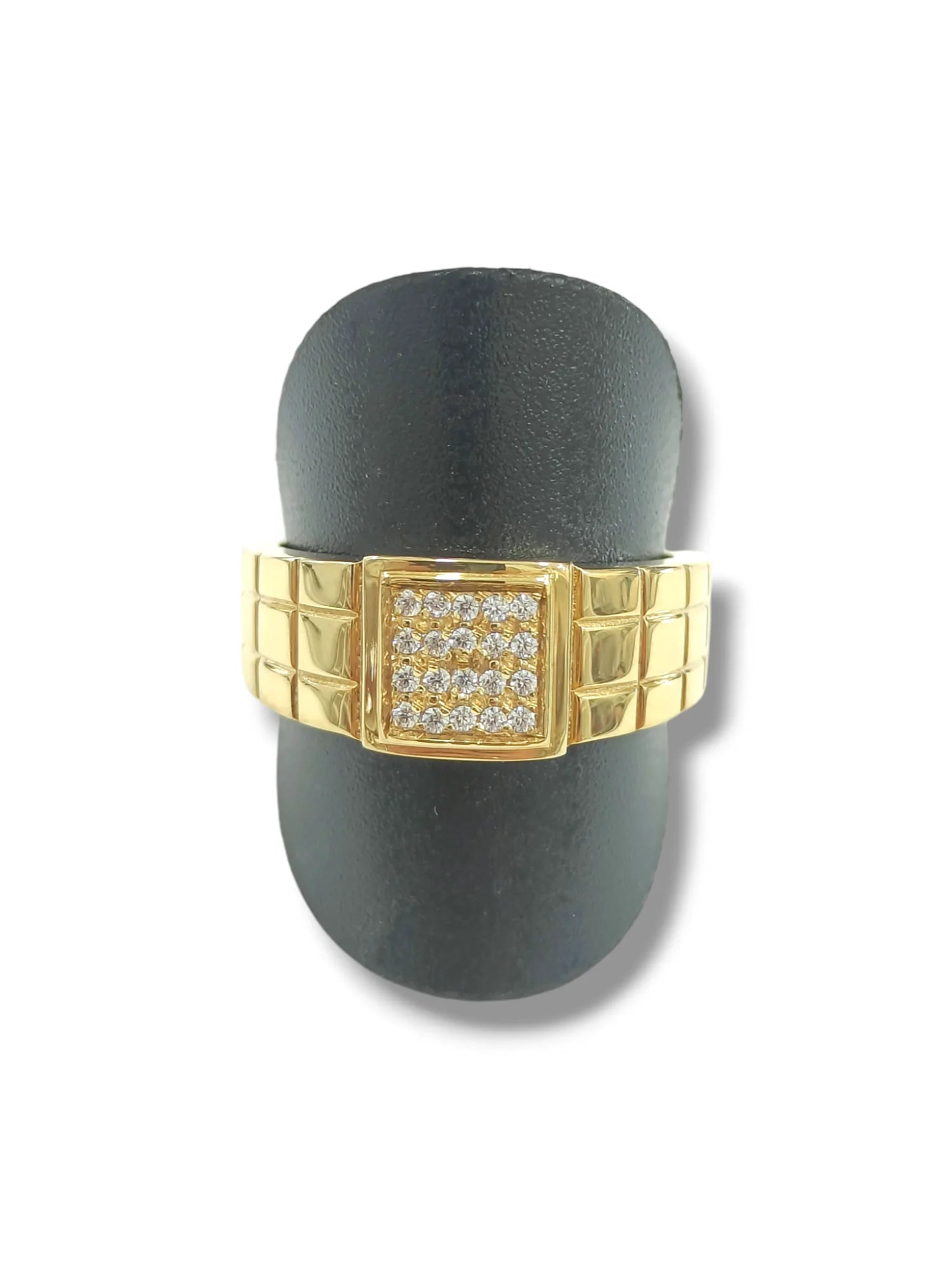 Anello unisex in oro giallo 9 carati con zirconi bianchi Igold