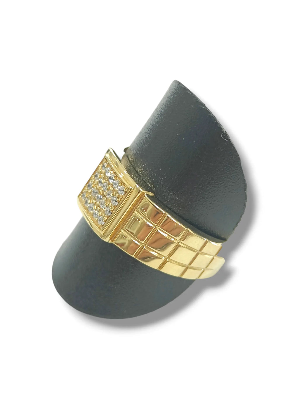 Anello unisex in oro giallo 9 carati con zirconi bianchi Igold