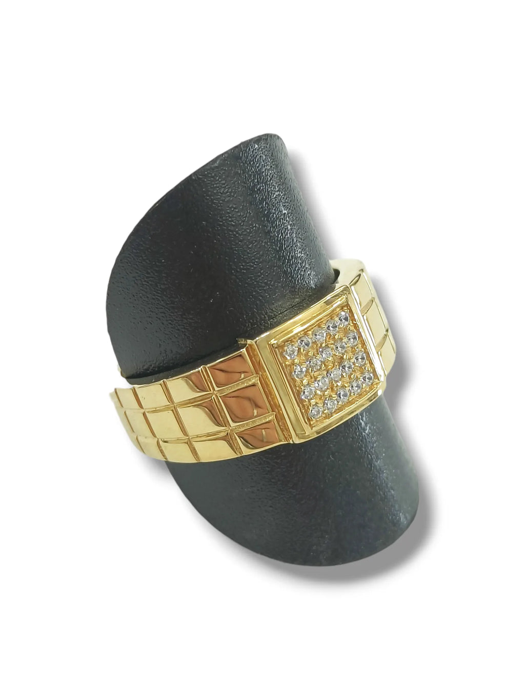 Anello unisex in oro giallo 9 carati con zirconi bianchi Igold