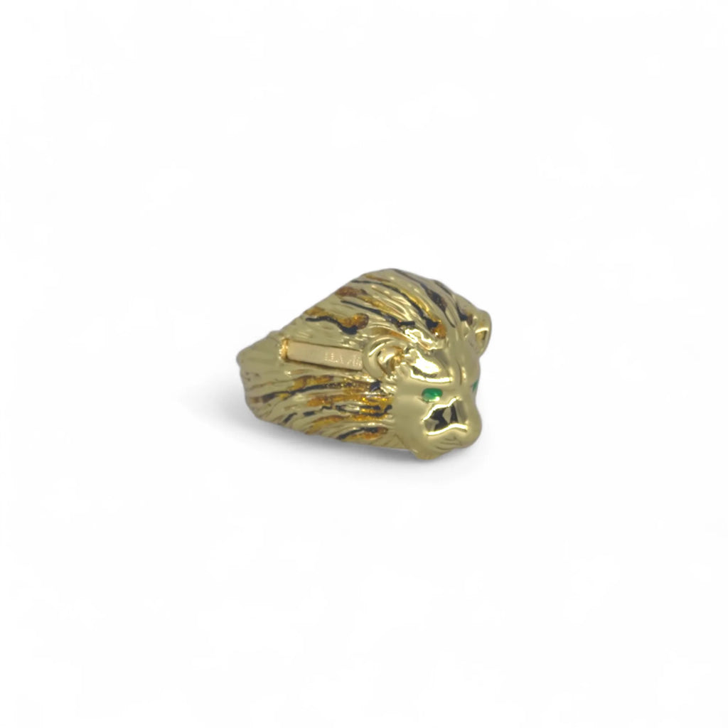Anello uomo con testa di leone in oro giallo 18kt