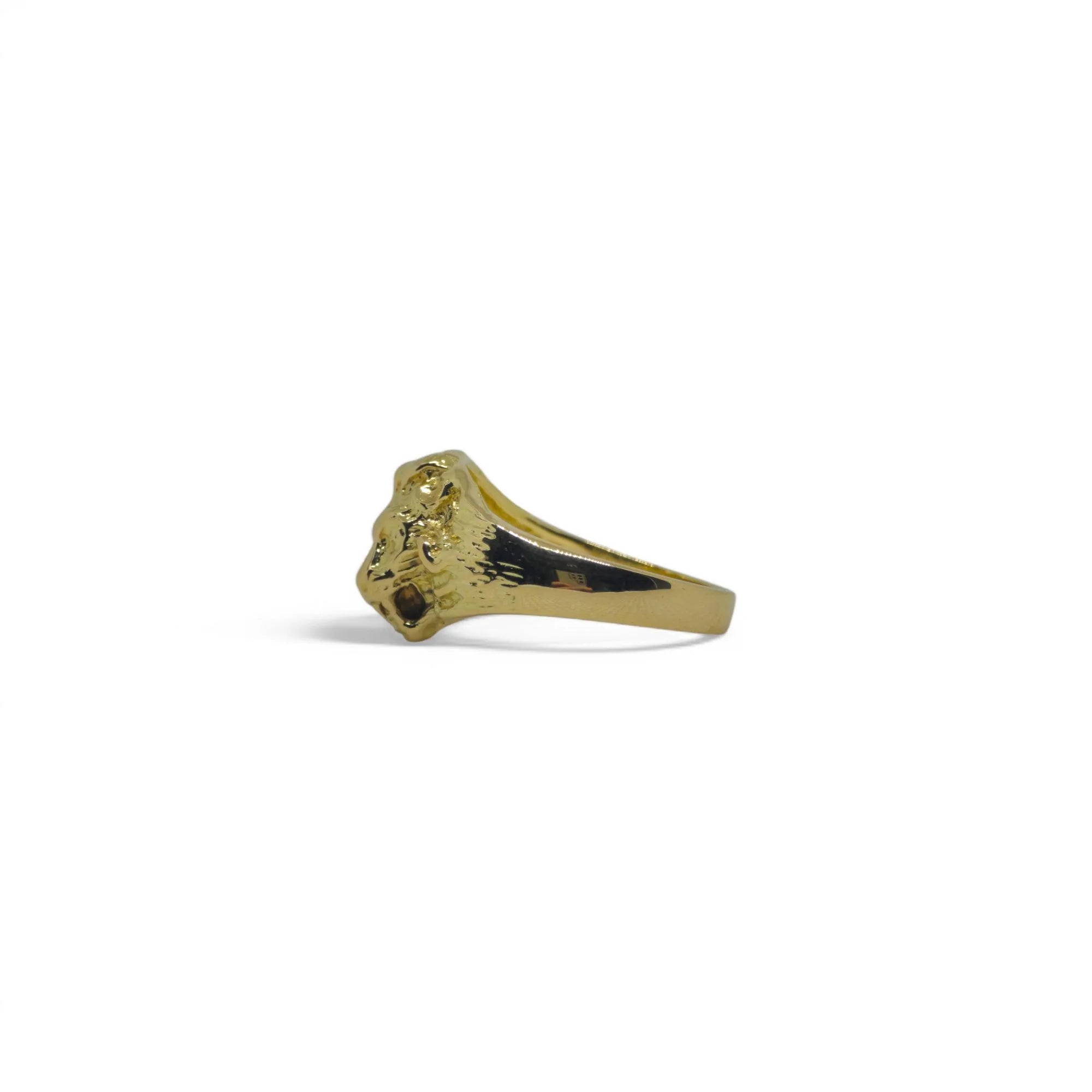 Anello uomo con testa di leone in oro giallo 18kt