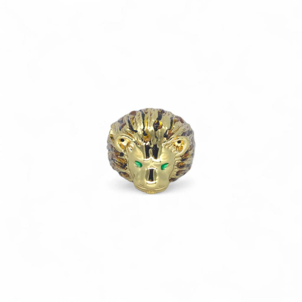 Anello uomo con testa di leone in oro giallo 18kt