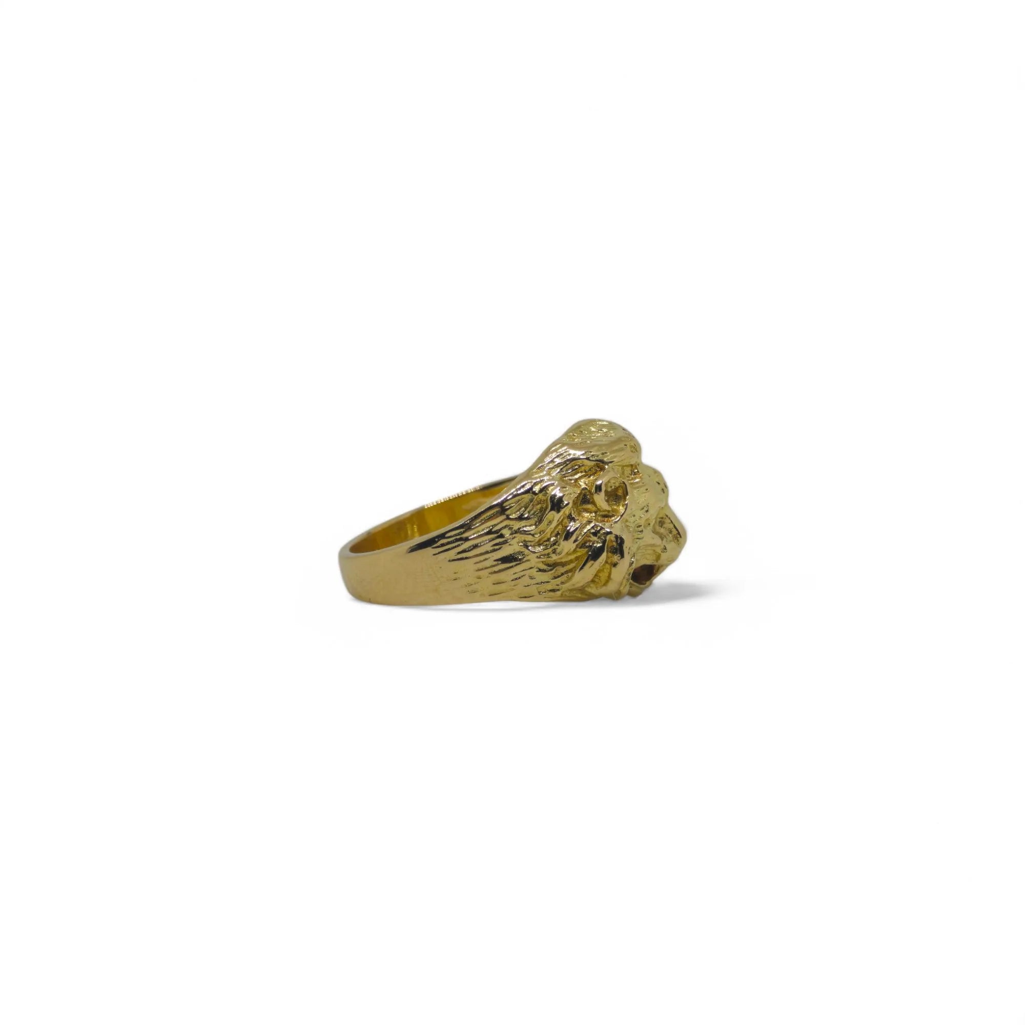 Anello uomo con testa di leone in oro giallo 18kt