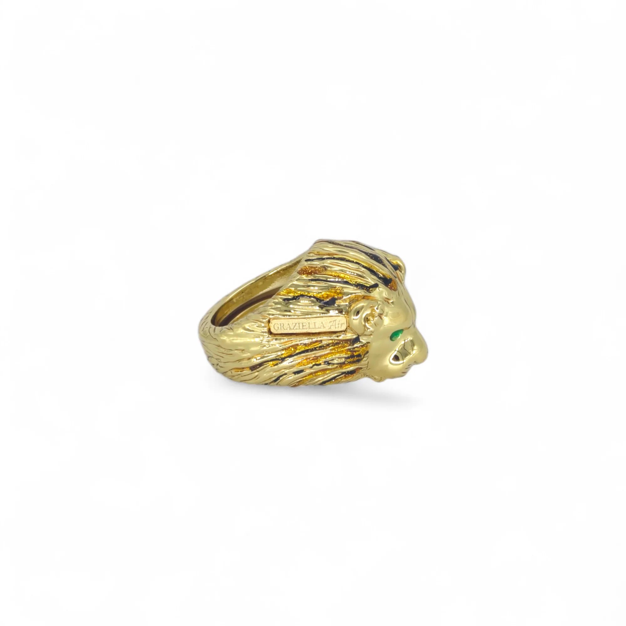Anello uomo con testa di leone in oro giallo 18kt