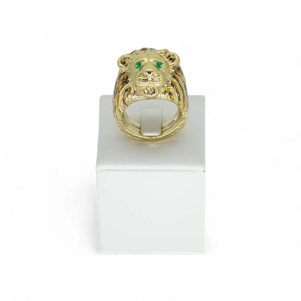 Anello uomo con testa di leone in oro giallo 18kt