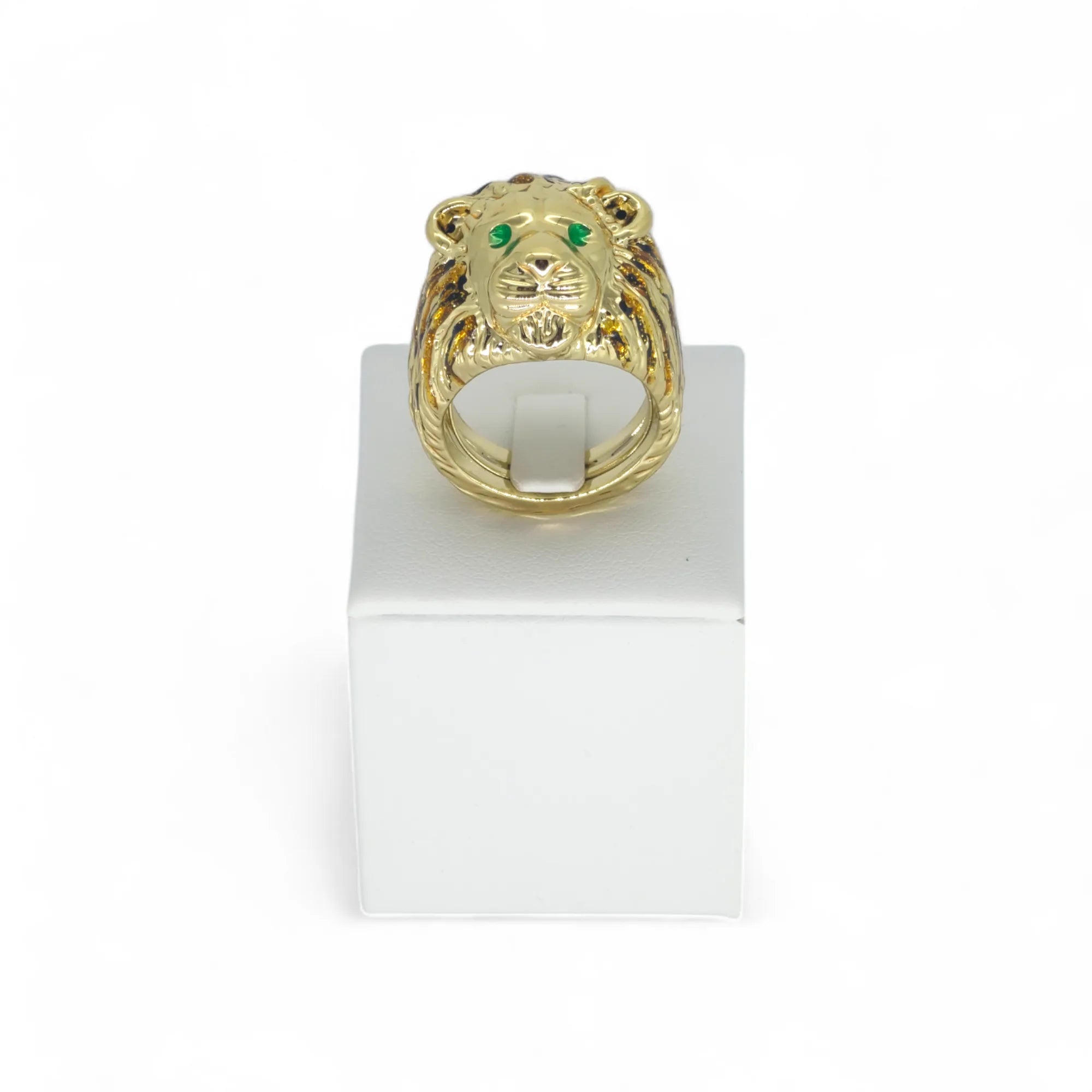 Anello uomo con testa di leone in oro giallo 18kt