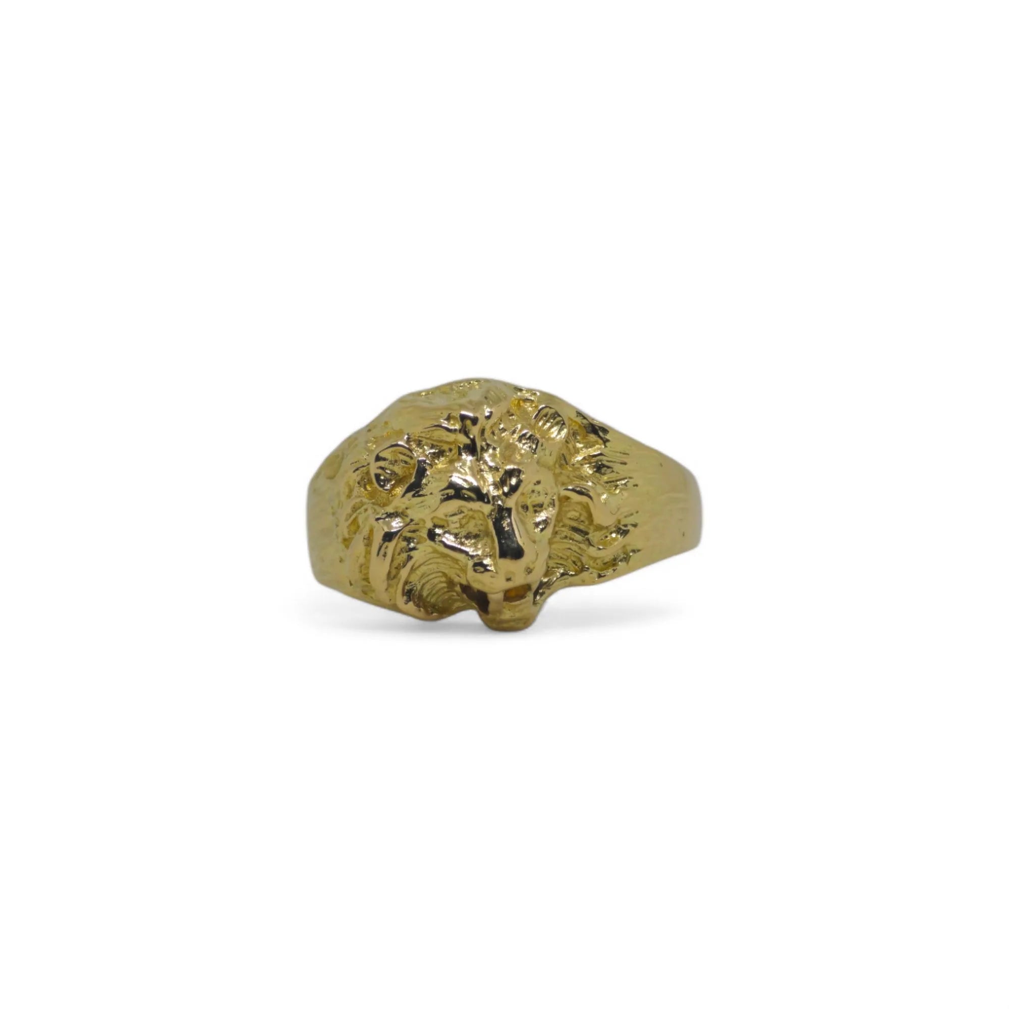Anello uomo con testa di leone in oro giallo 18kt