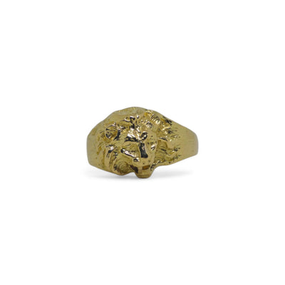 Anello uomo con testa di leone in oro giallo 18kt