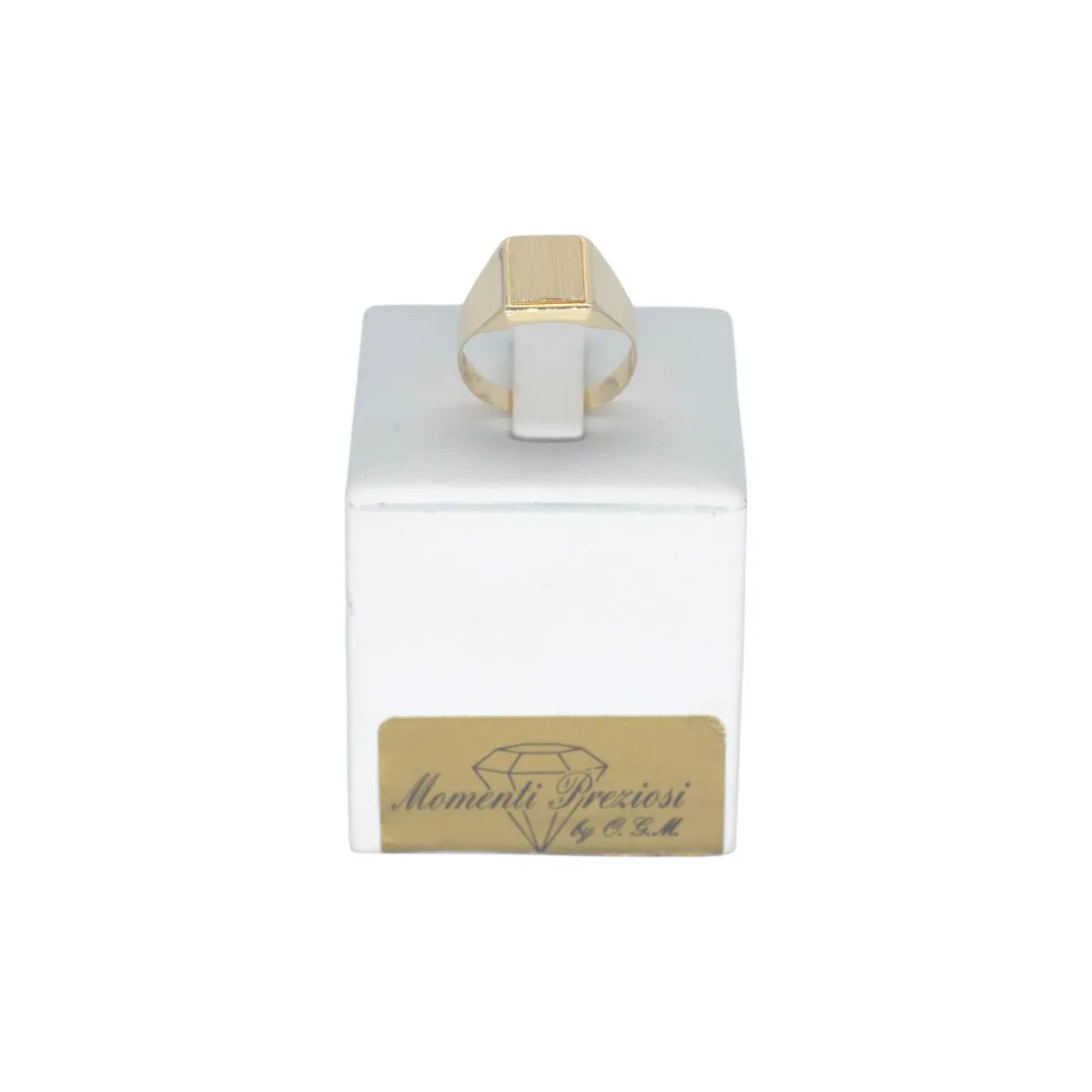 Anello uomo quadrato liscio in oro 18kt