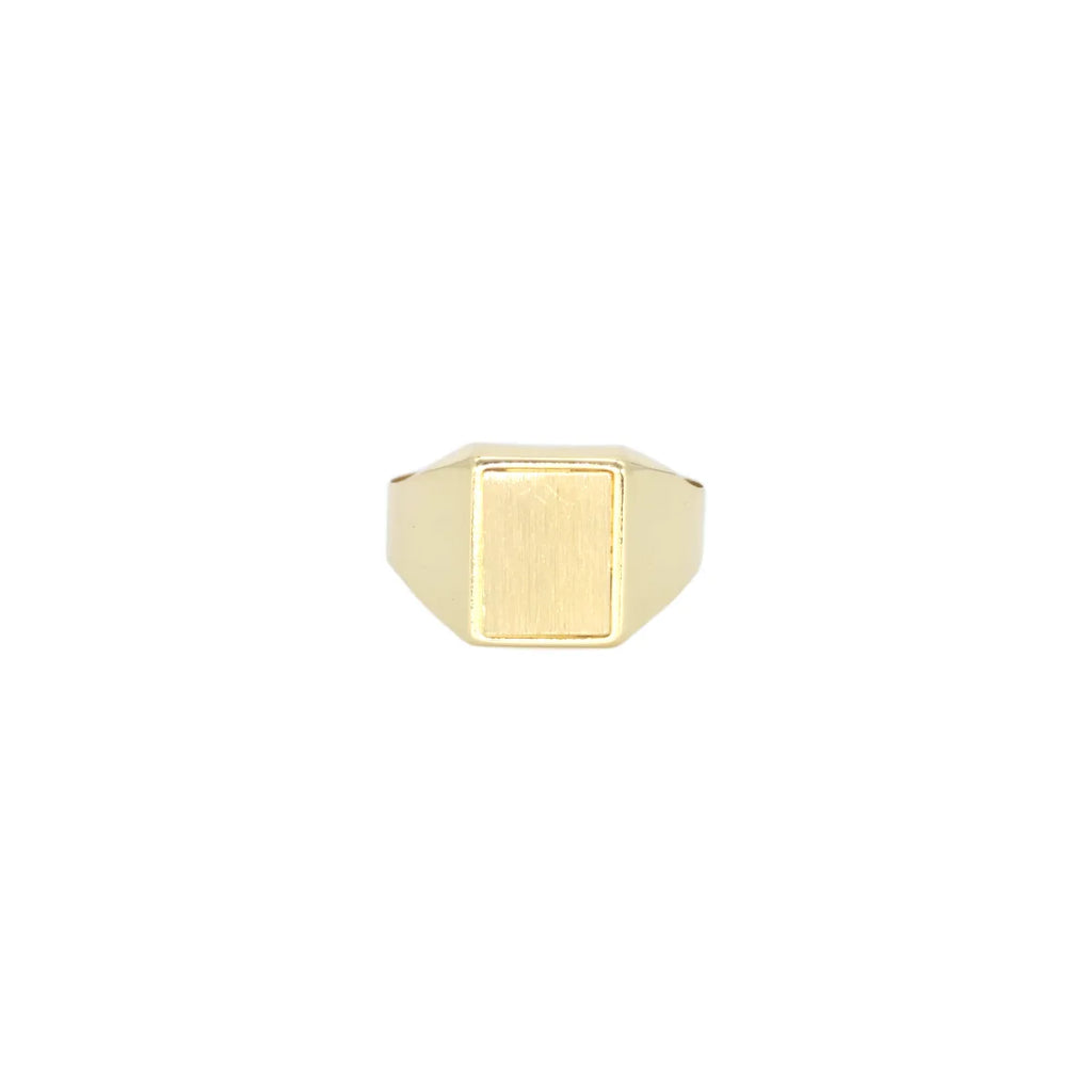 Anello uomo quadrato liscio in oro 18kt