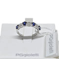 Anello veretta donna in oro 18 carati con zaffiri e diamanti Pg gioielli