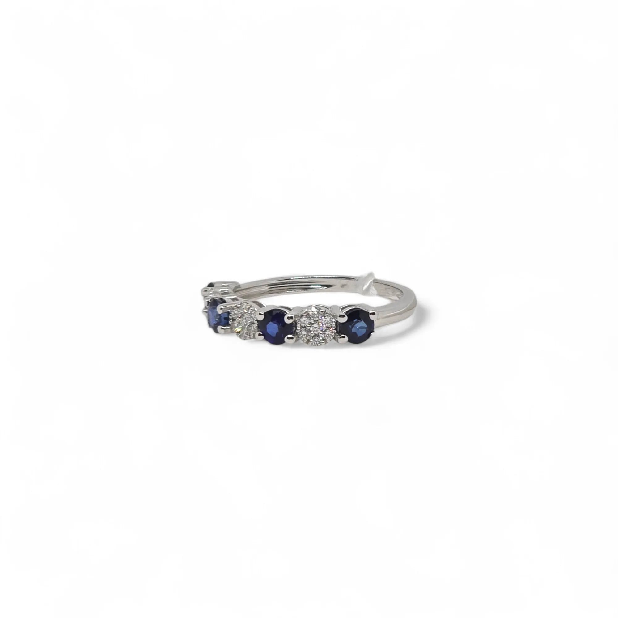 Anello veretta donna in oro 18 carati con zaffiri e diamanti Pg gioielli