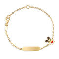 Bracciale baby con targa e Topolino smaltato iGold