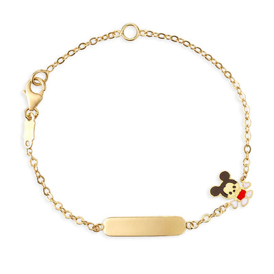 Bracciale baby con targa e Topolino smaltato iGold