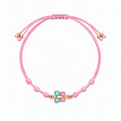 Bracciale cordoncino rosa con farfalla in oro 9KT iGOLD