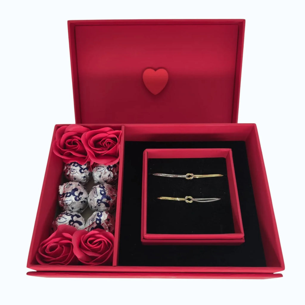 Box regalo San Valentino bracciali nodo saldati al polso