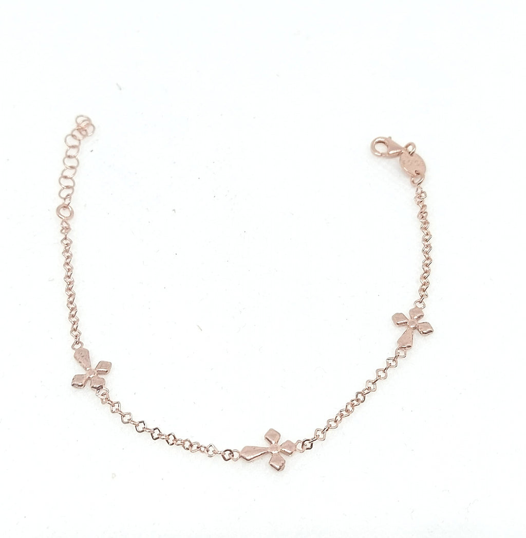 Bracciale Agios rosè con tre croci