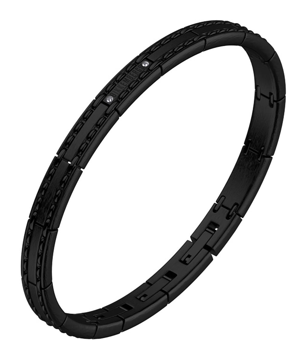 Bikkembergs Armband INPB01BB Herren aus schwarzem Edelstahl mit Diamant