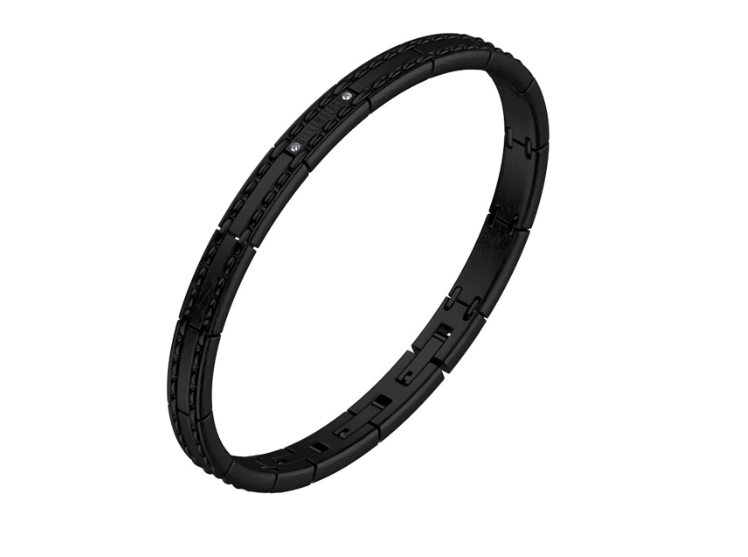 Bikkembergs Armband INPB01BB Herren aus schwarzem Edelstahl mit Diamant