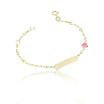 Mädchenarmband Plakette mit emailliertem Herz aus 9 Karat Gold iGOLD BR11901150560