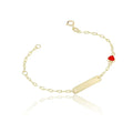 Armband Kinderplatte mit emailliertem Herz in 9 Karat Gold iGOLD BR12101100900