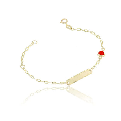 Bracciale Bimba Targa con Cuore Smaltato in Oro 9KT iGOLD BR12101100900
