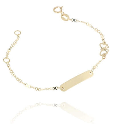 Kinderarmband ID-Platte mit Schmetterling aus 9 Karat Gold iGOLD BR03900900900