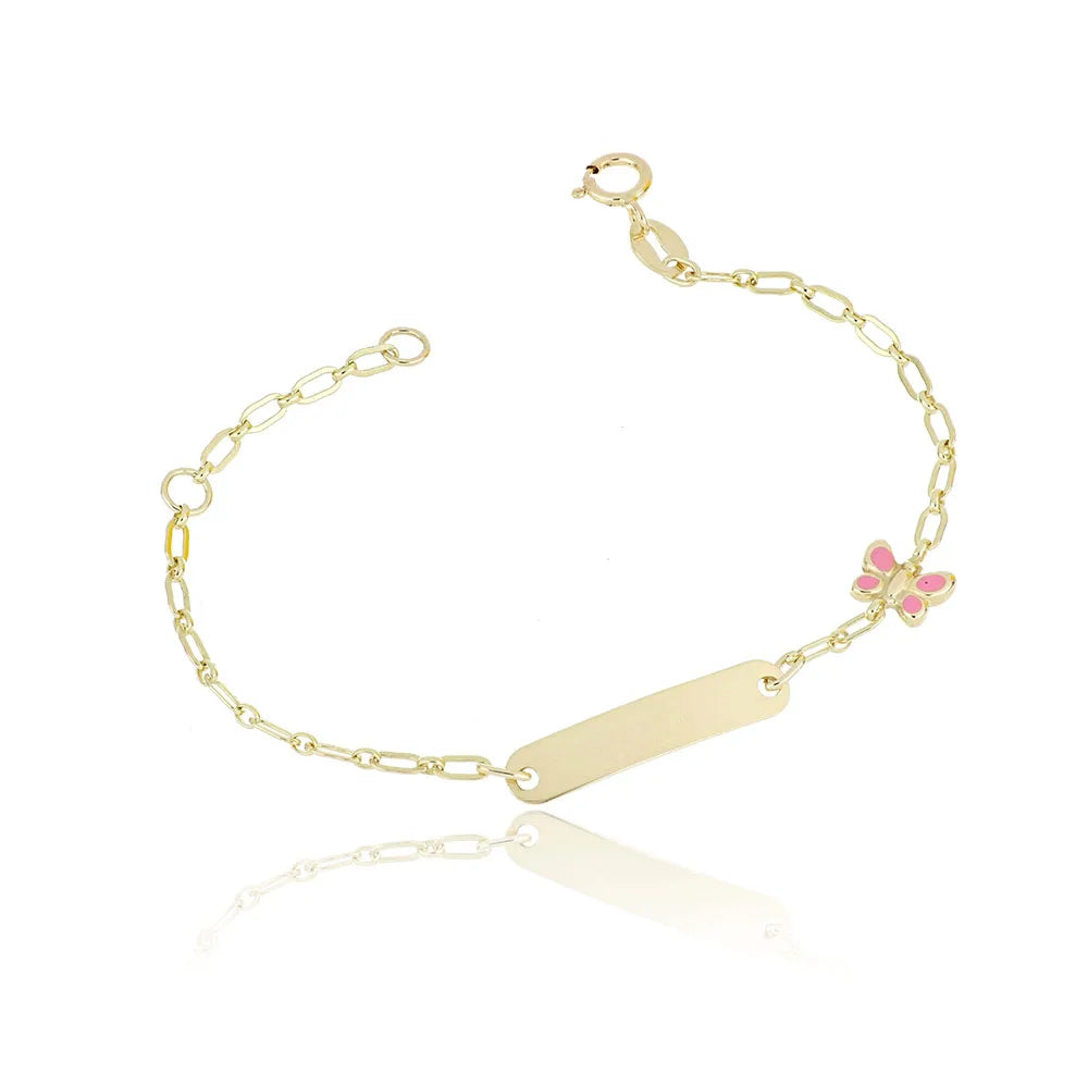 Bracciale Bimba Targa con Farfalla in Oro 9KT iGOLD BR12501200820