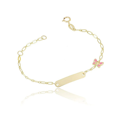 Bracciale Bimba Targa con Farfalla in Oro 9KT iGOLD BR12501200820