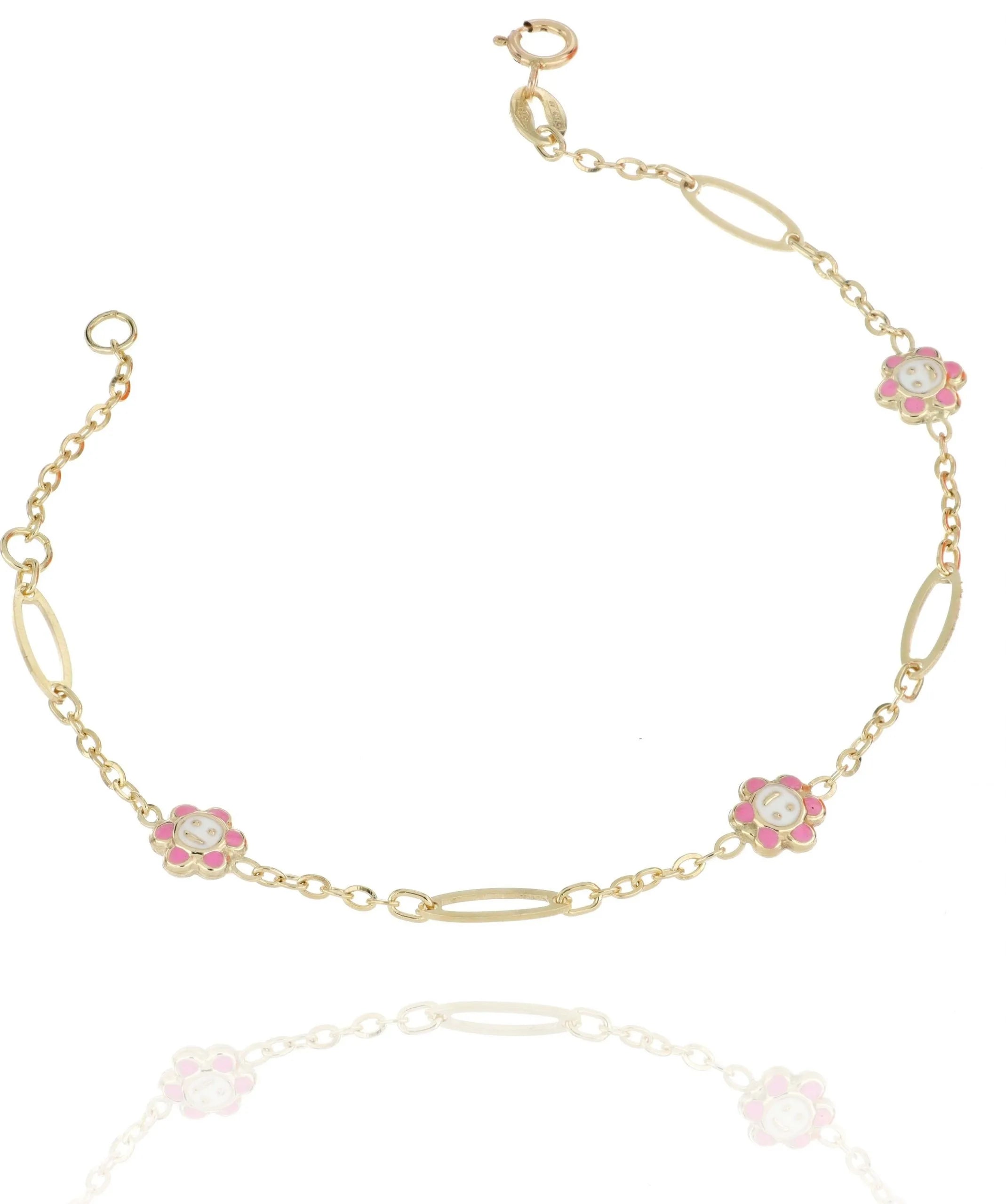 Bracciale Bimba con Fiorellini Smaltati in Oro 9KT iGOLD BR12301300820
