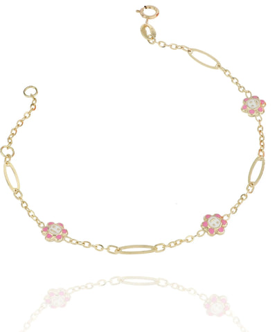 Armband für Kinder mit emaillierten Blümchen in 9 Karat Gold iGOLD BR12301300820