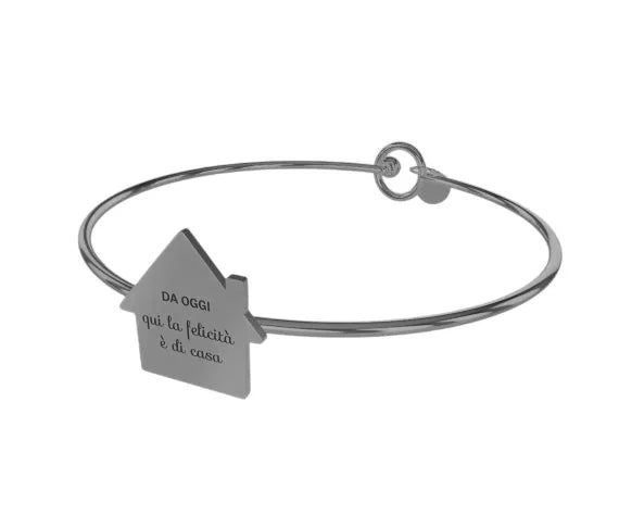 Bracciale Donna 10 Buoni Propositi in Acciaio "Qui la felicità è di casa"