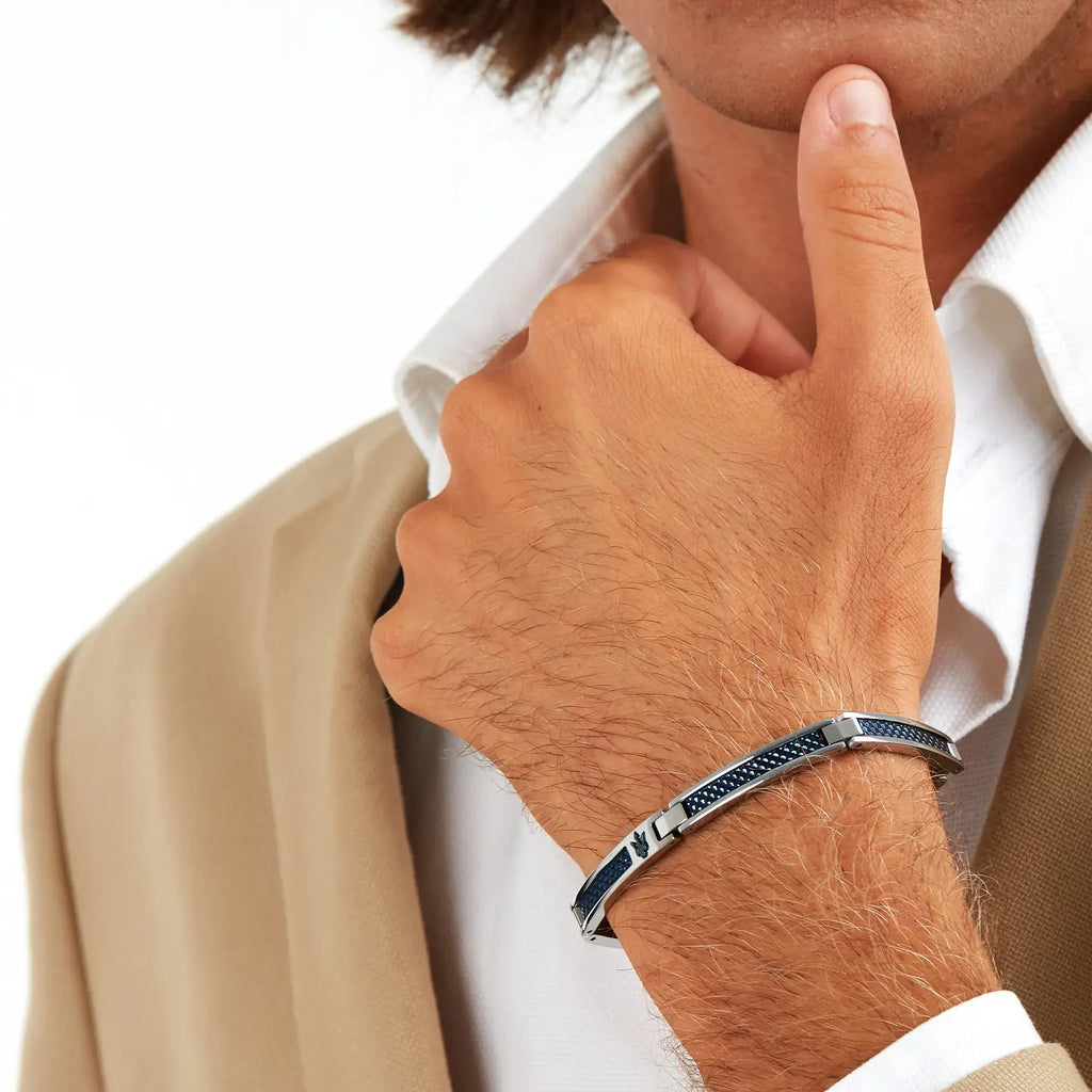 Maserati Herrenarmband blau und silber JM523AVD33